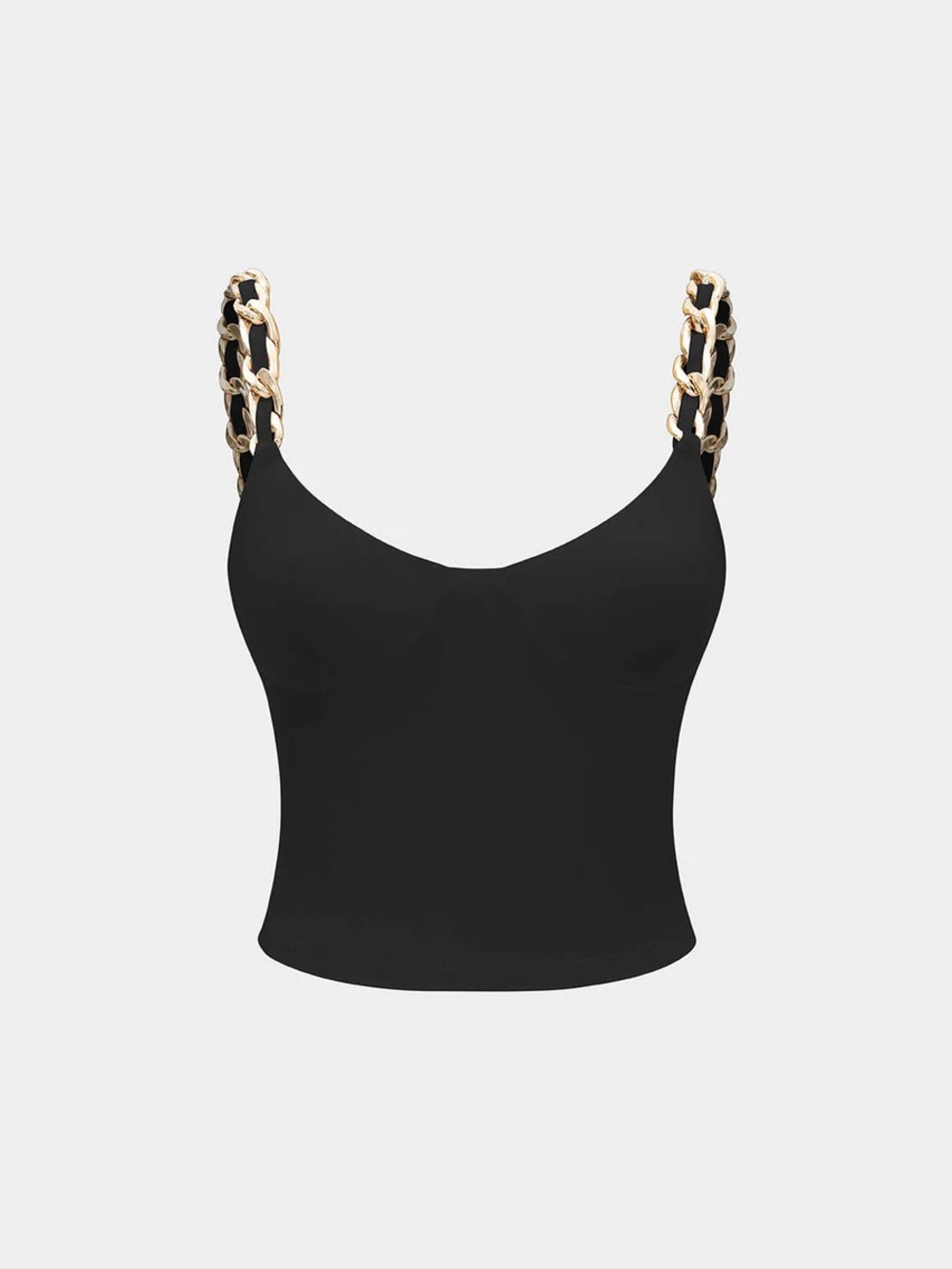 Micas NWT Black Metallic Chain Crop Cami Top Size Large